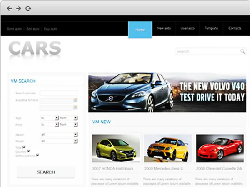 Autos Kostenlose Vorlage für Joomla