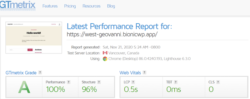 Dernier rapport de BioNicWP