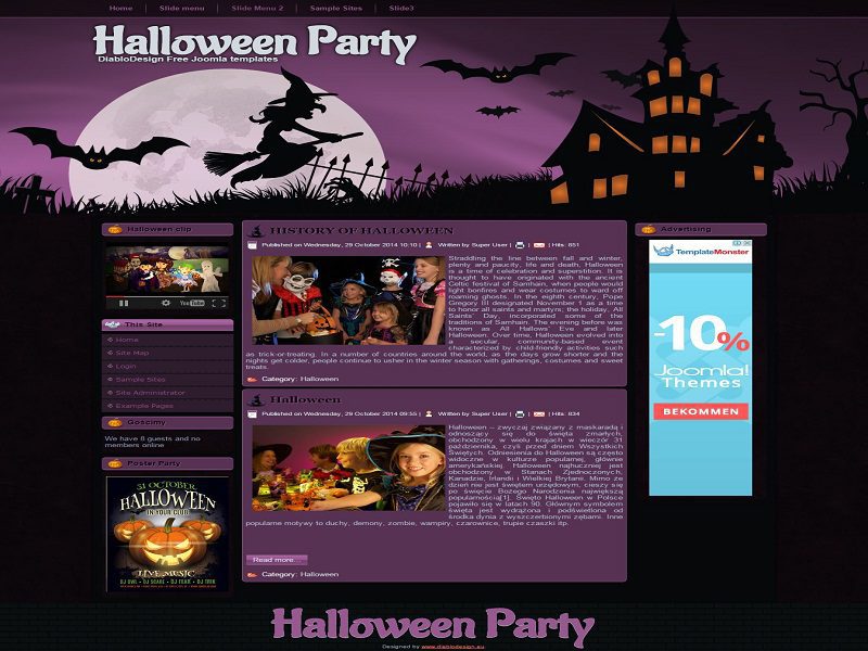 Halloween Party – Бесплатный шаблон Joomla для Хэллоуина