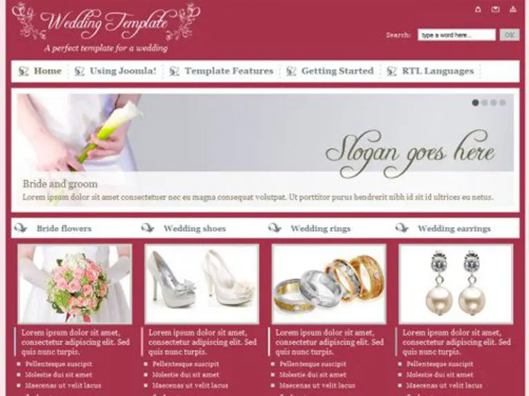 Jm Wedding05 Template Joomla gratuito per il matrimonio