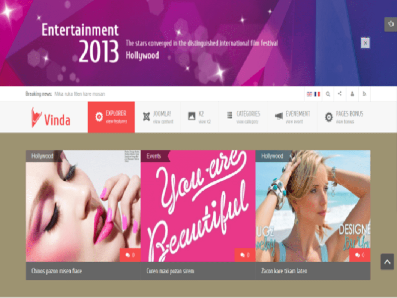 Vinda – darmowy szablon Joomla Entertainment