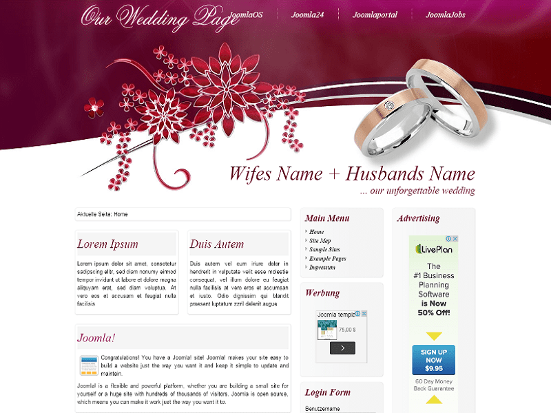 Mariage – Modèle Joomla 1.7 pour