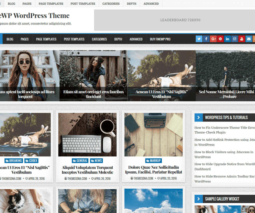 Tema Wordpress per la fotografia gratuita di Finewp