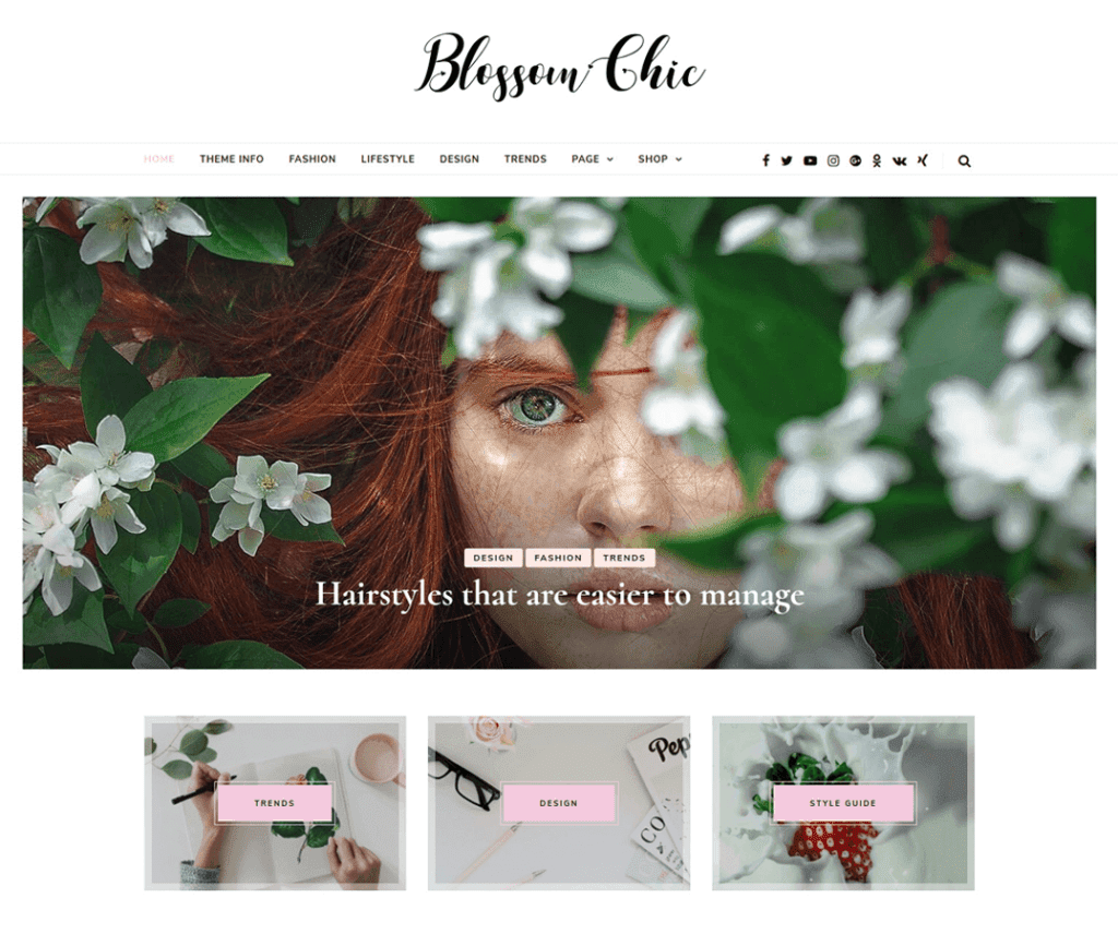 Tema WordPress gratuito per la fotografia Blossom Chic