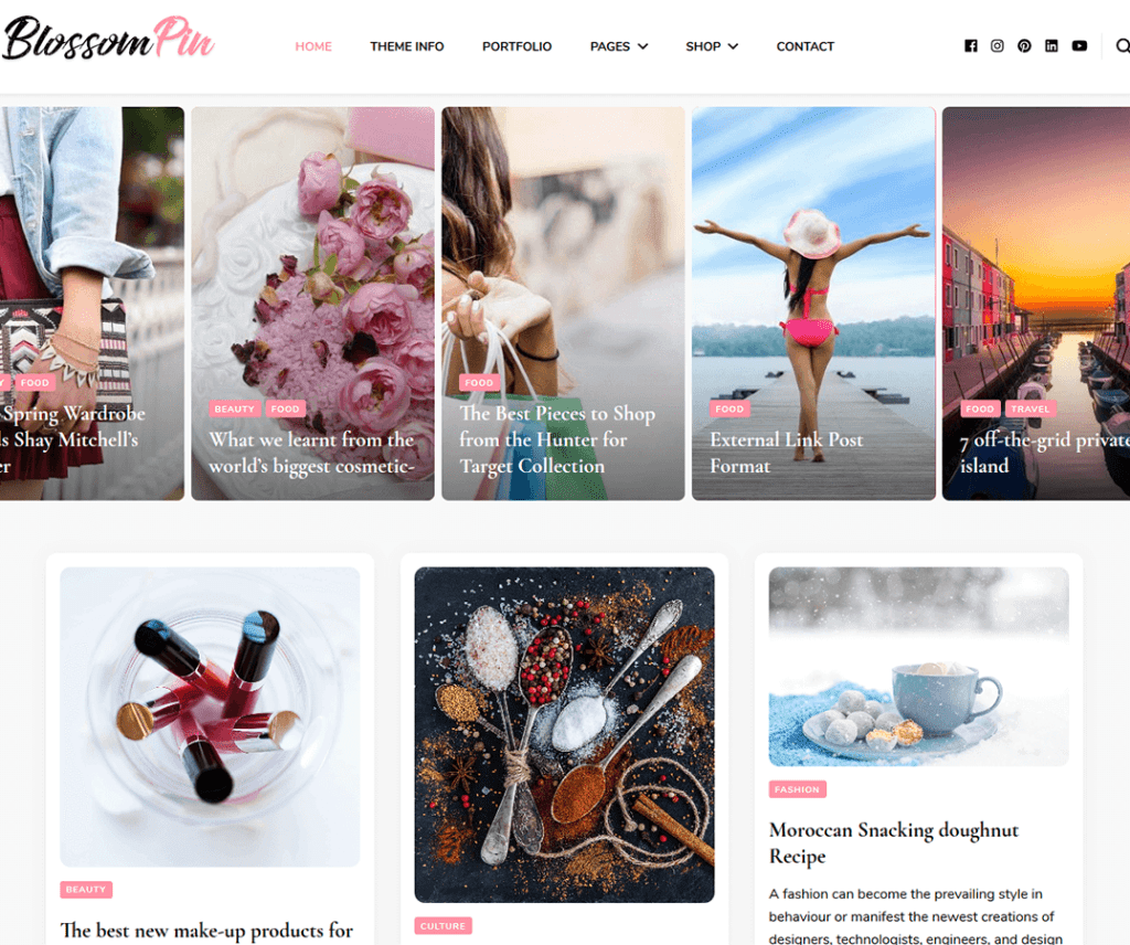 Tema WordPress gratuito per la fotografia di Blossom Pin