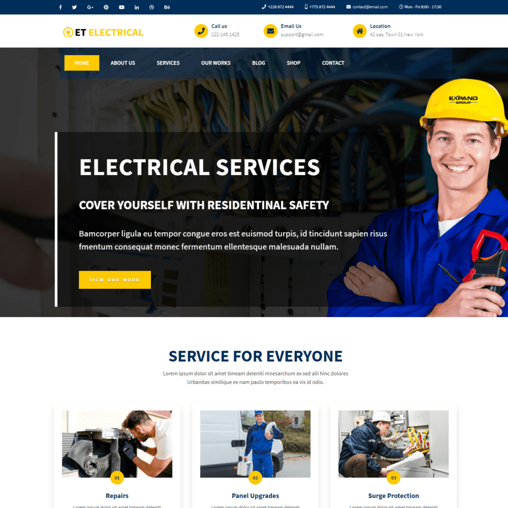 Et Electrical Modèle de site Web Joomla électrique gratuit