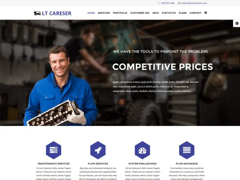 Lt Careser Onepage เทมเพลต Joomla ที่ตอบสนองต่อการซ่อมแซมฟรี