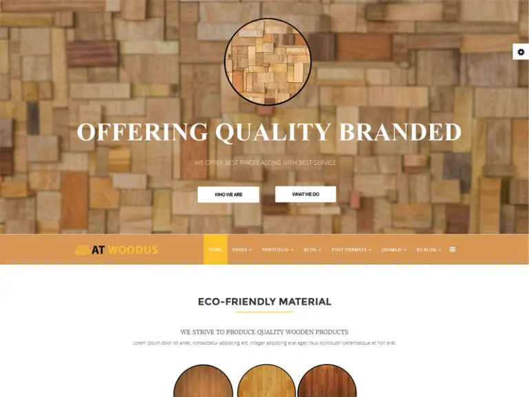 Bei Woodus Free Responsive Wooden Industrial Joomla Template