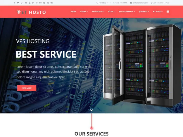 Et Hosto Modello di hosting Joomla gratuito