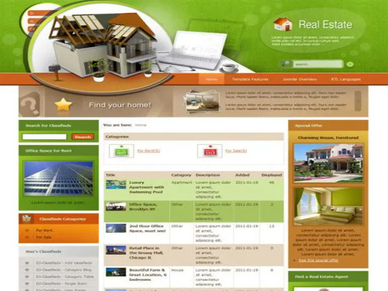 Jm Real Estate Classifieds Free Business Joomla Template