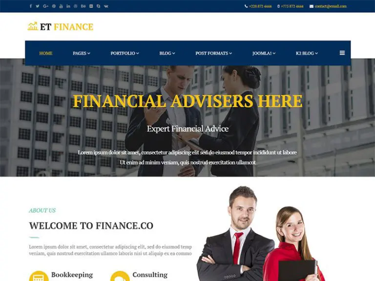 Et Finance Șablon de finanțare Joomla gratuit adaptabil