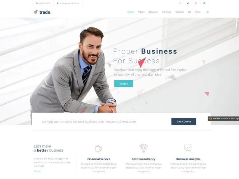 Handeln Sie kostenlos Responsive Business Joomla Template