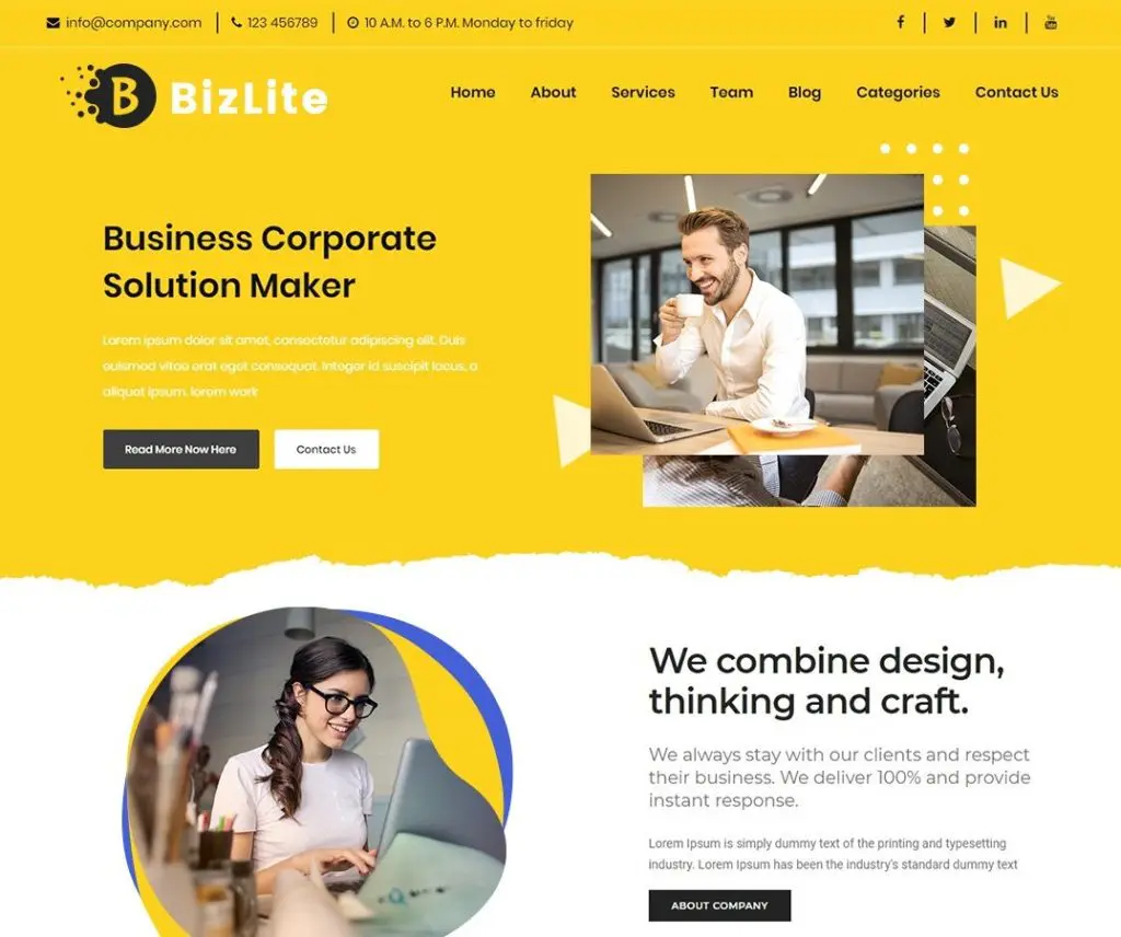 Bizlite Business Ücretsiz Portföy Wordpress Teması