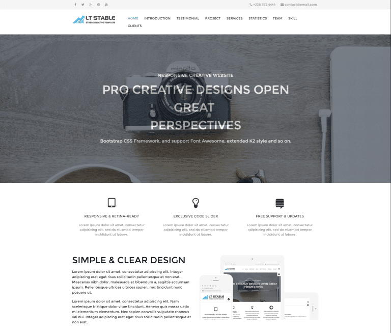 Lt Stable Onepage Tema gratuito de Wordpress adaptable para empresas