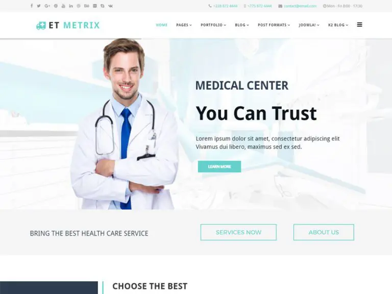 Și Metrix Șablon medical Joomla gratuit