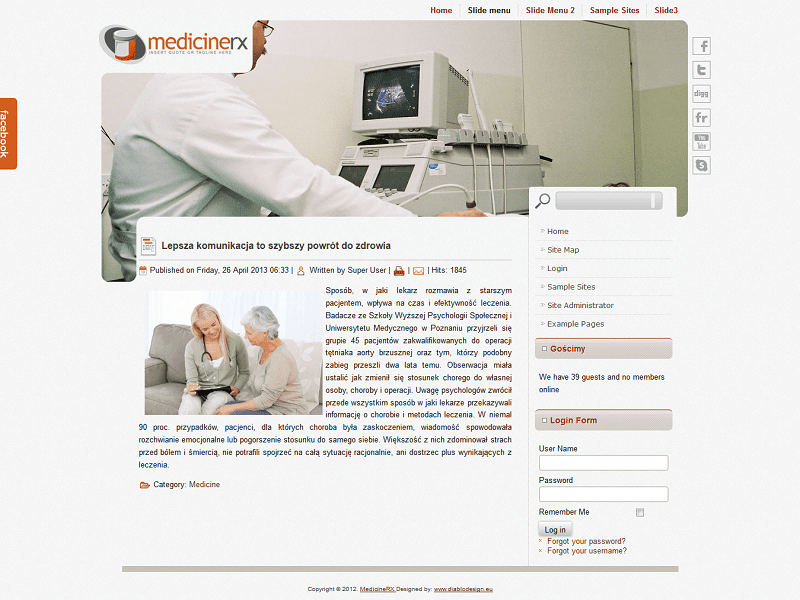 Medicinerx – Medycyna szablonu Joomla