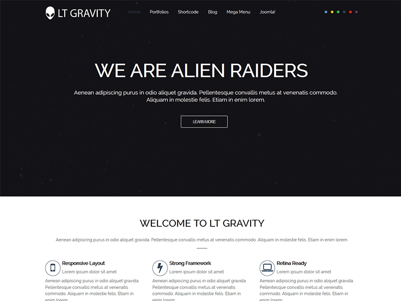 Lt Gravity 一页 Joomla 模板