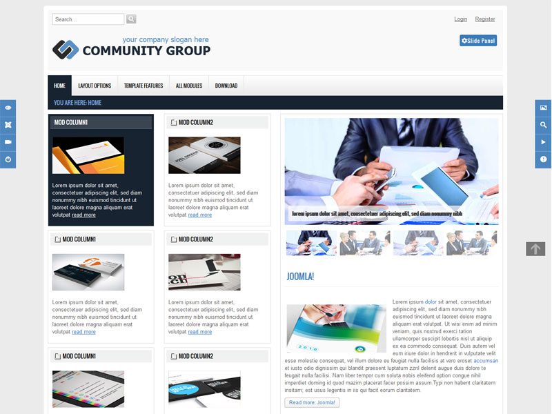 在 Comm.group 响应式商业 Joomla 模板