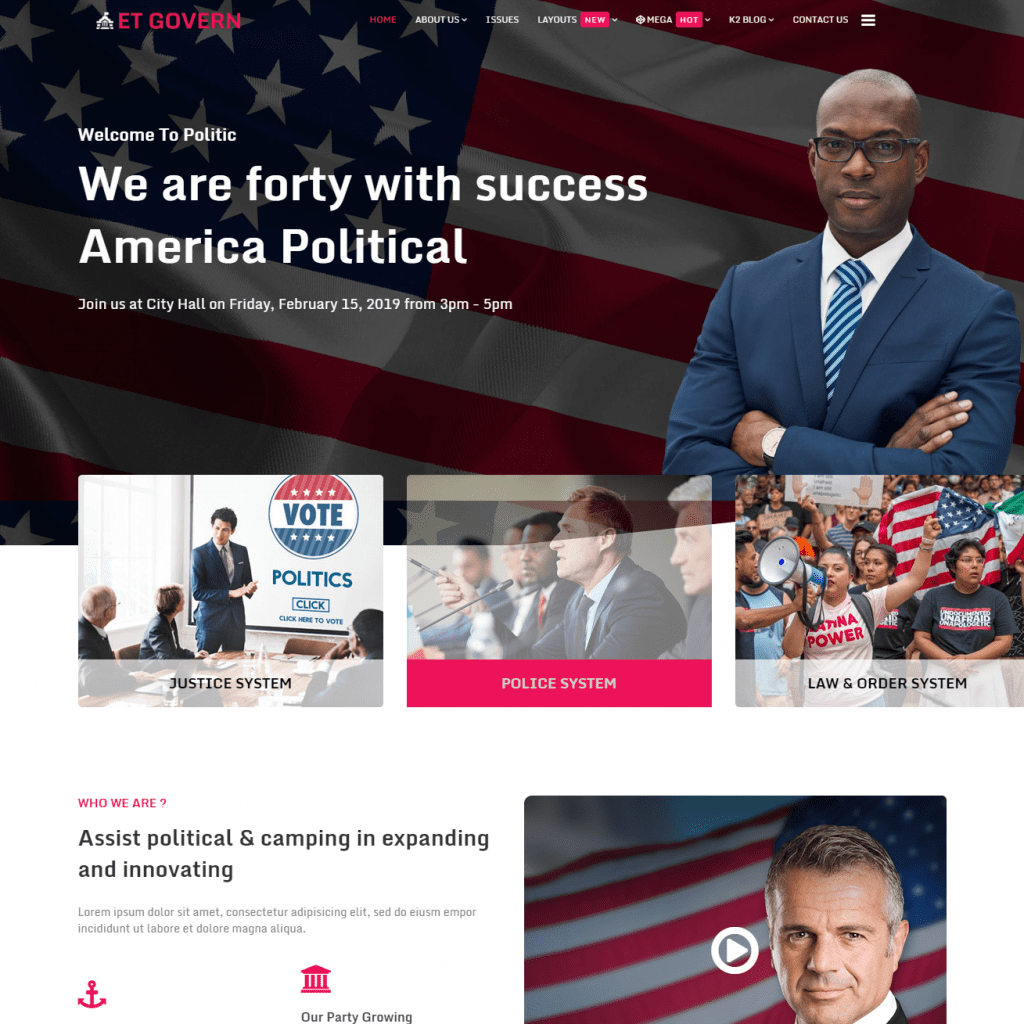 Und Govern Modern Joomla Political Template