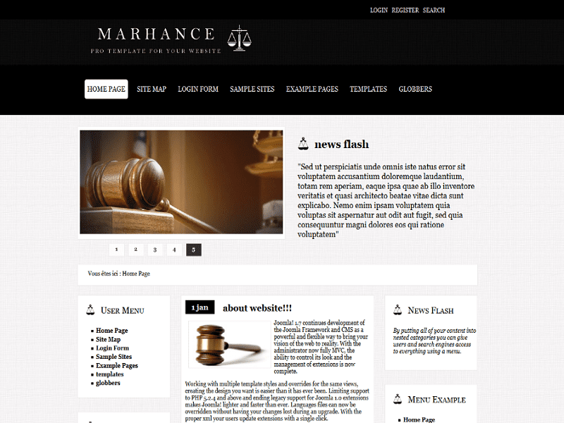 Marhance Black – Joomla 템플릿 변호사 무료