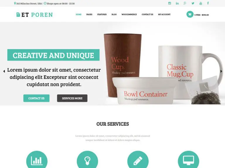 Et Poren Teme de portofoliu Wordpress responsive gratuite