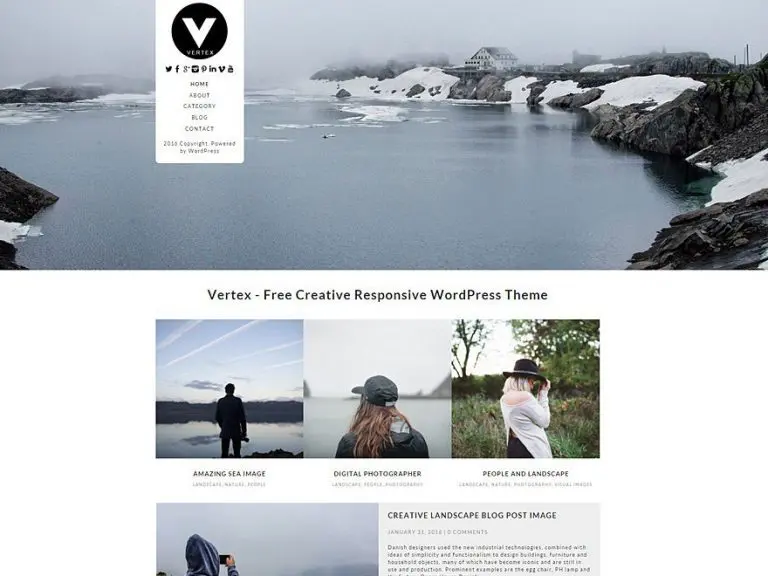 ธีม Wordpress การถ่ายภาพ Vertex ฟรี