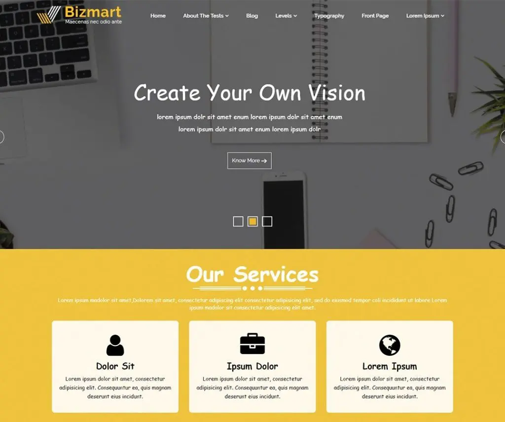 Bizmart Tema gratuito para portafolios de Wordpress