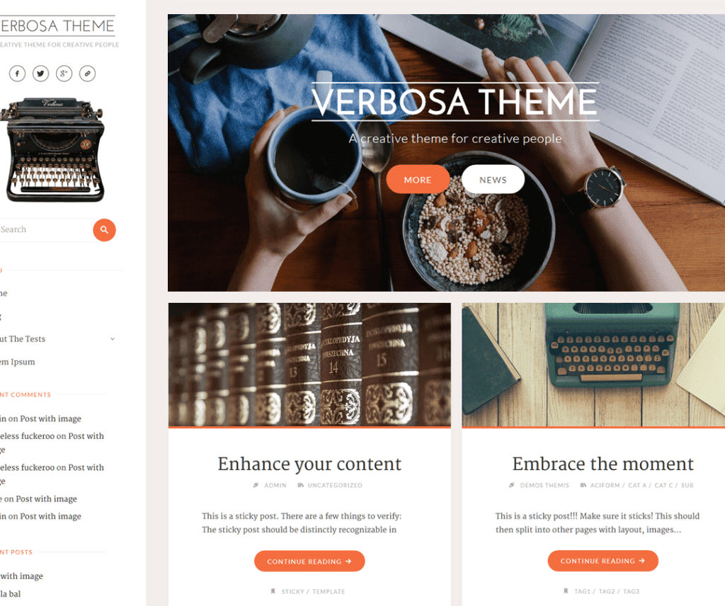 Тема Wordpress для бесплатной фотографии Verbosa