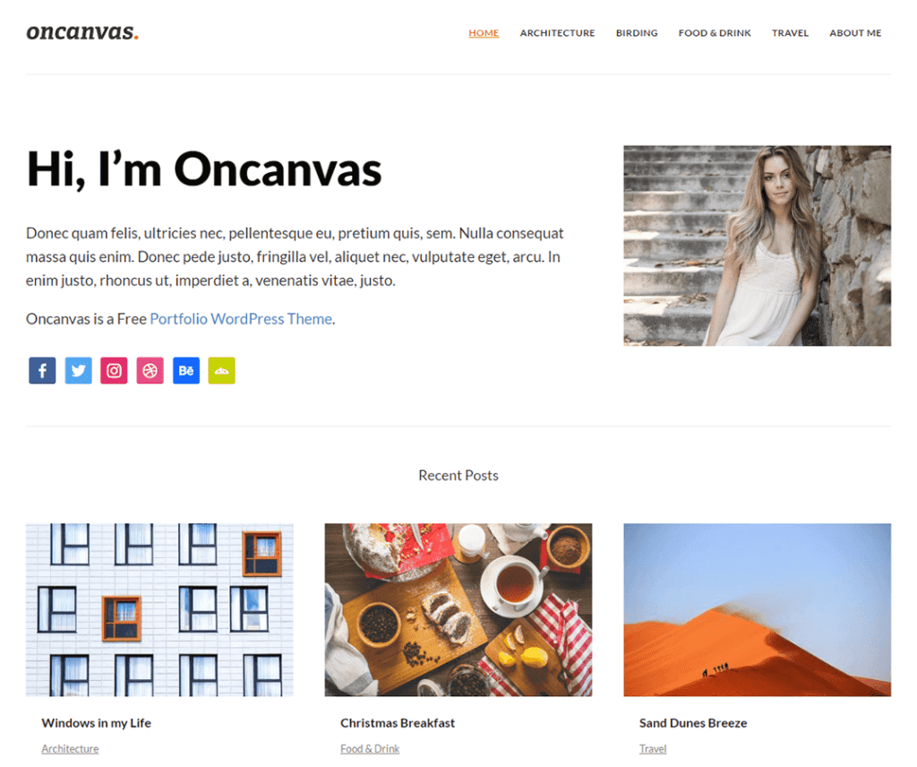 Oncanvas Darmowy motyw fotografii Wordpress