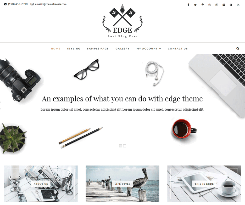 Edge Free Fotografia Wordpress Theme