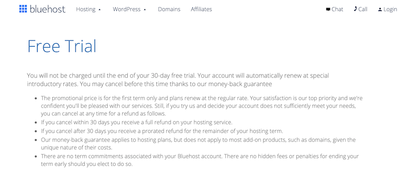 Бесплатная пробная версия Bluehost