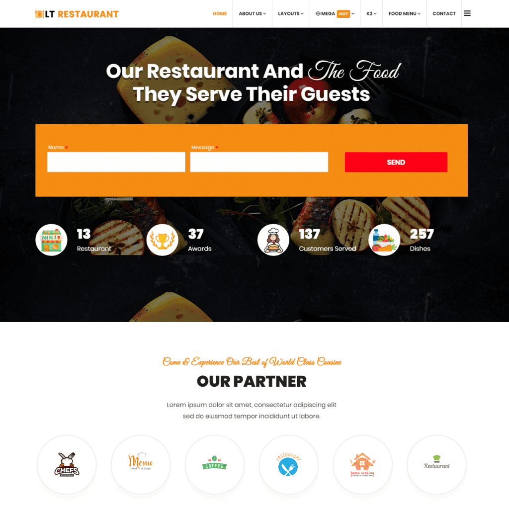 Lt Restaurant Șablon gratuit de mâncare Joomla