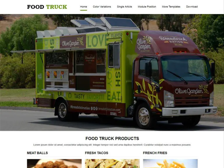 Jsr Food Truck Darmowy szablon Joomla Food