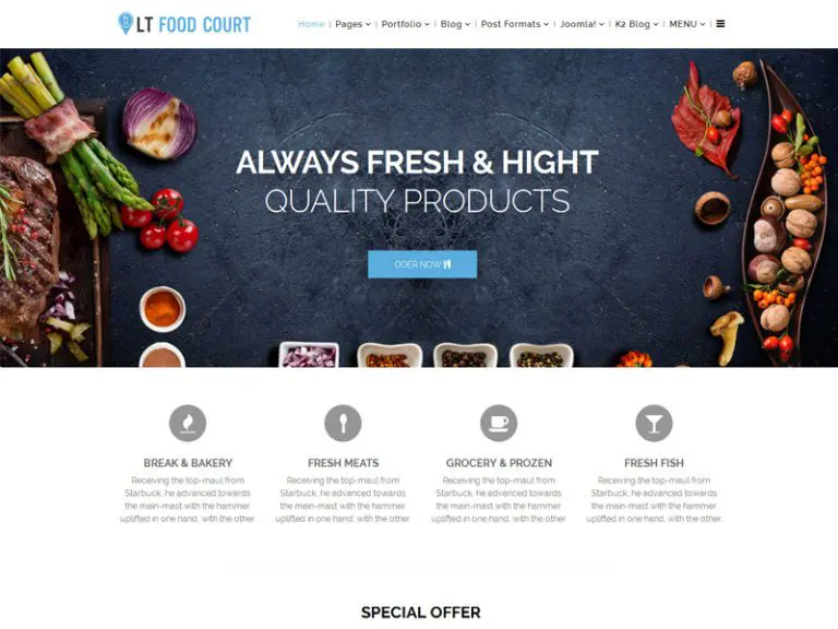 Lt Food Court Șablon Joomla gratuit pentru comandă de mâncare