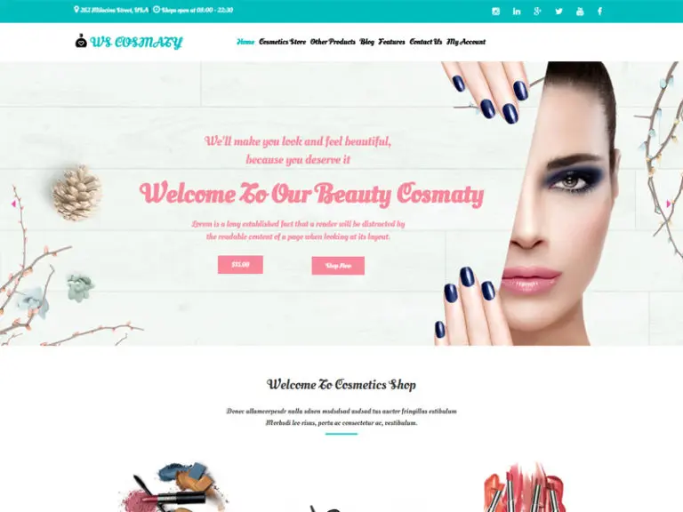 Ws Cosmaty ฟรีเครื่องสำอาง Woocommerce Wordpress Theme