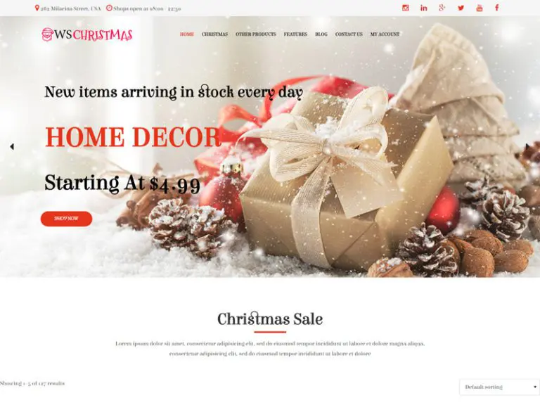 Ws Christmas Tema gratuito de WordPress para Woocommerce de Navidad