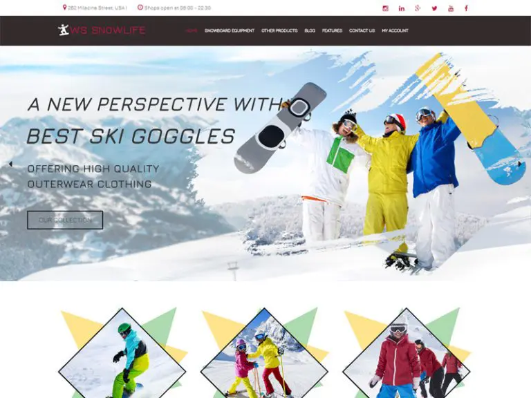 Tema Ws Snowlife Wordpress Woocommerce grátis para compras on-line