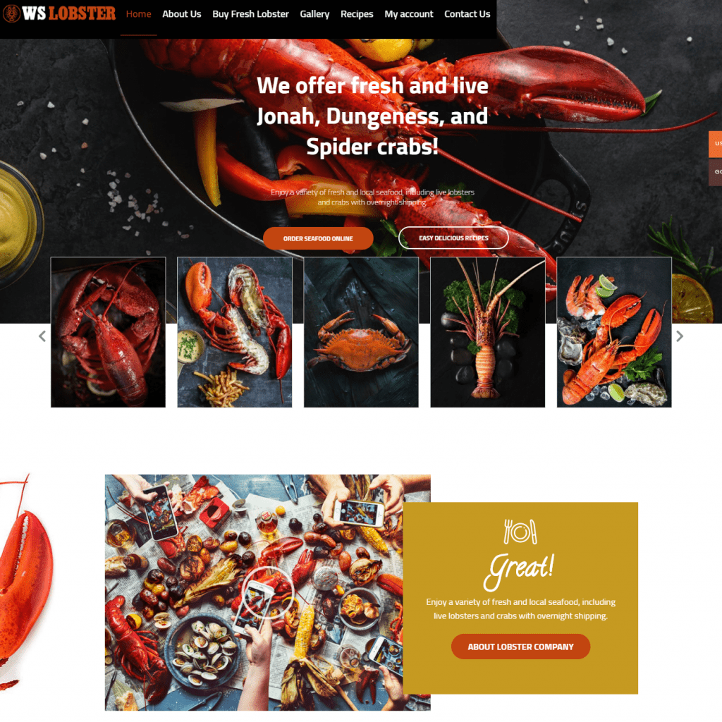 Ws Lobster Hochwertige, beste Restaurant-Wordpress-Themes