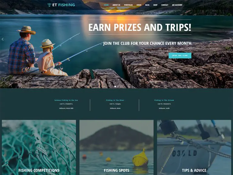 Et Fishing Thème WordPress gratuit pour la pêche