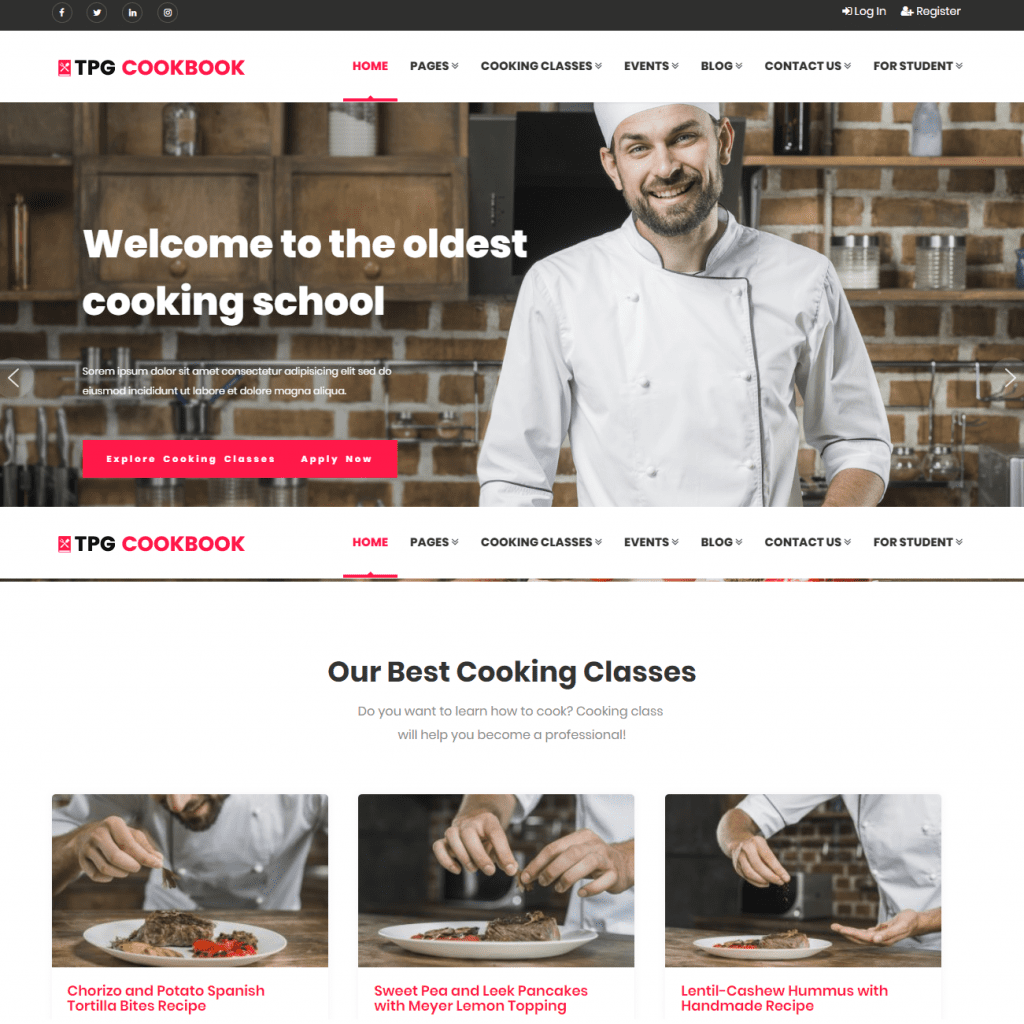 Tpg Cookbook Tema gratuito de WordPress para cocina