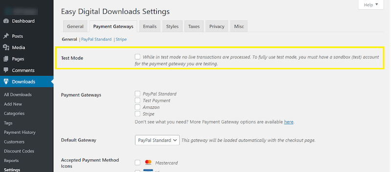 Testa il tuo negozio con alcuni dati di esempio con download digitali facili