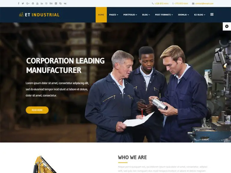 Et Industrial Template Joomla Industrial gratuito