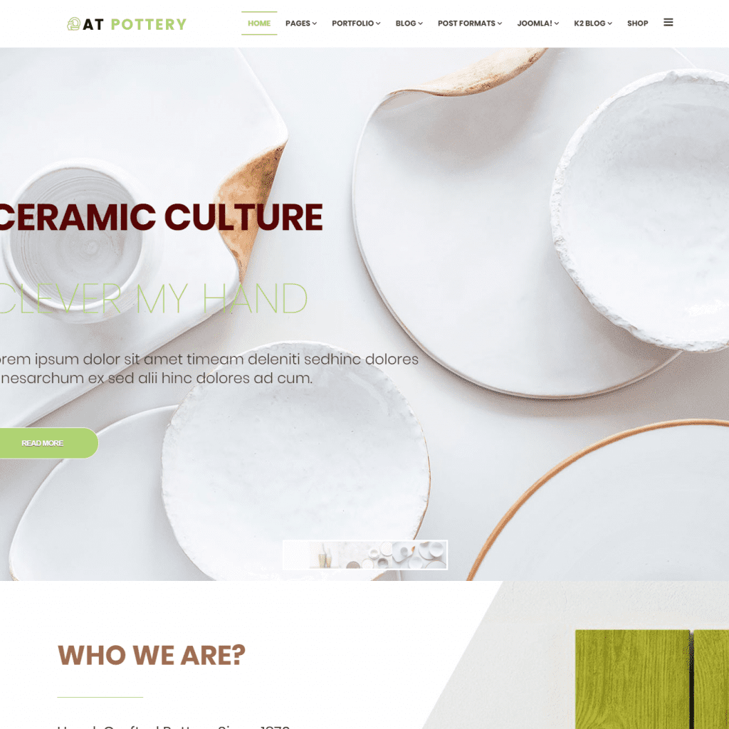 At Pottery Kostenlose Responsive Pottery Website-Vorlage