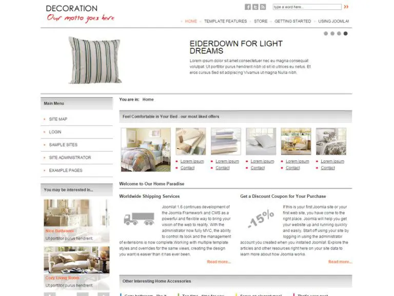 Jm Home Deco Store เทมเพลต Joomla ฟรีสำหรับการตกแต่งภายใน