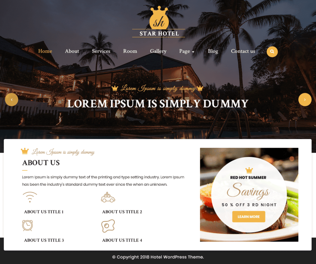 Vw Hotel Ücretsiz Yeme İçme Wordpress Teması