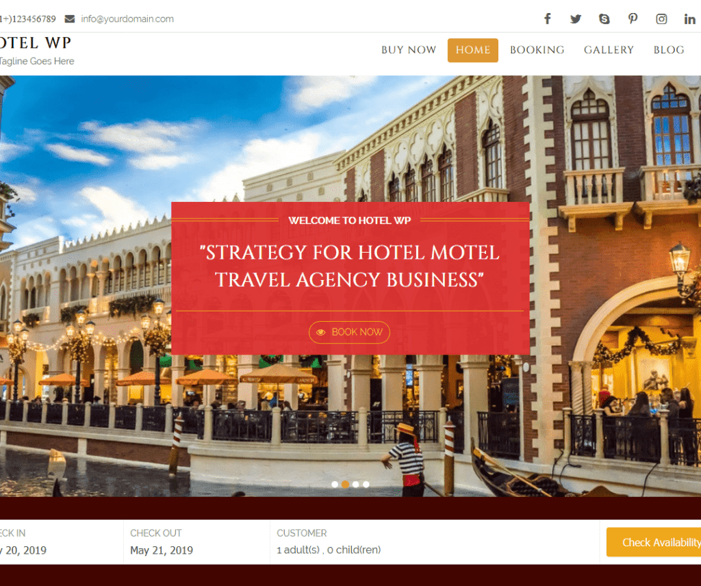 Hotel Wp Lite ความบันเทิงฟรี Wordpress Theme