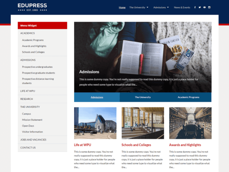 Edupress Free Education Wordpress Theme