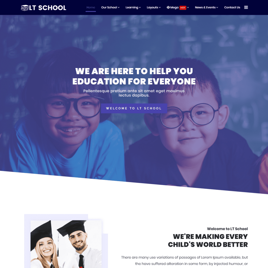 Lt School Onepage Tema Wordpress gratuită pentru educație