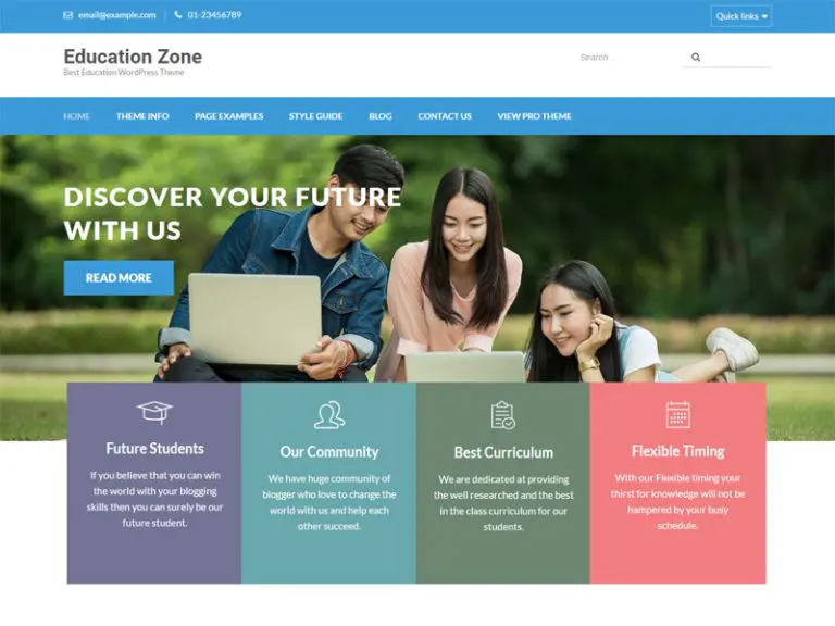 Thème Wordpress pour l'éducation gratuite de la zone d'éducation