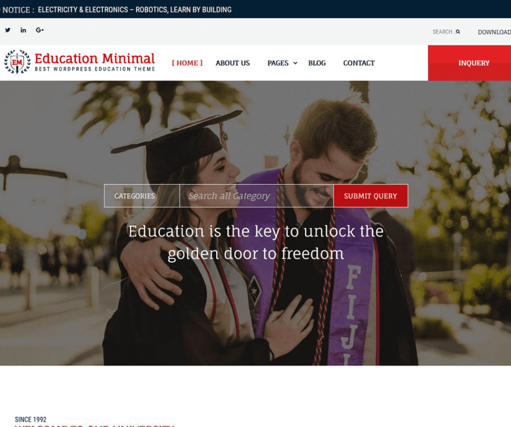 Educación Minimal Educación gratuita Tema de Wordpress